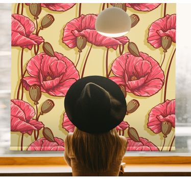 Rolgordijn bloemenprint Vintage rode klaprozen patroon - TenStickers