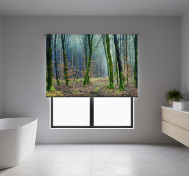 Rolgordijn bomen foggy forest japandi - TenStickers