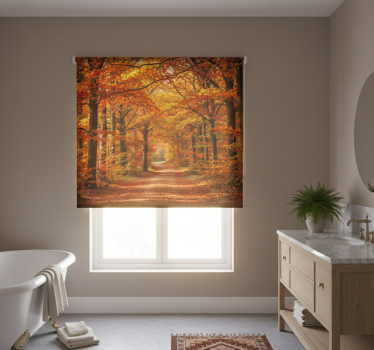 Rolgordijn bomen herfstboom pad - TenStickers