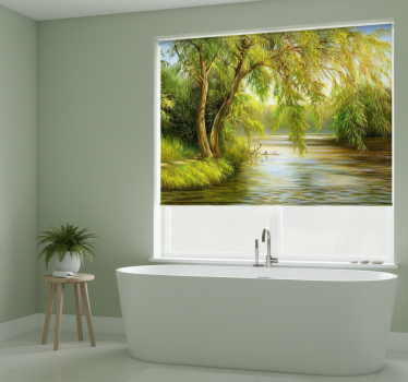 Rolgordijn bomen serene rivier wilg - TenStickers