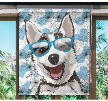 Rolgordijn dieren blije hond met bril - TenStickers