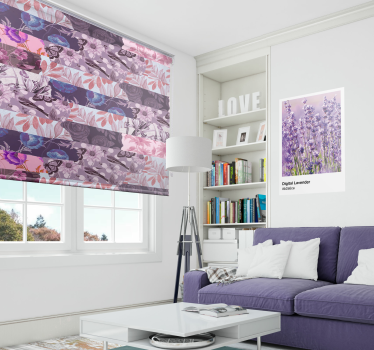 Rolgordijn woonkamer bloemen lavendel  collage - TenStickers