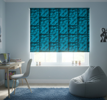 Rolgordijn tienerkamer blauwe dieptes in 3d patroon - TenStickers