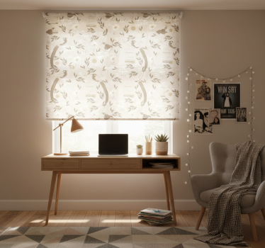 Rolgordijn tienerkamer eclectic decor oude bladeren - TenStickers