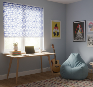 Rolgordijn tienerkamer eclectisch blauw lijnpatroon - TenStickers
