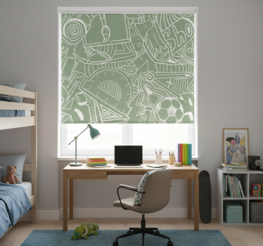 Rolgordijn tienerkamer groen schoolkrijt - TenStickers