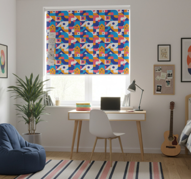 Rolgordijn tienerkamer kleurrijke geometrische mozaïek - TenStickers