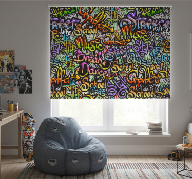 Rolgordijn tienerkamer met graffiti muursticker - TenStickers
