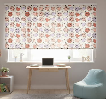 Rolgordijn tienerkamer met liefde en hartjes smileys - TenStickers