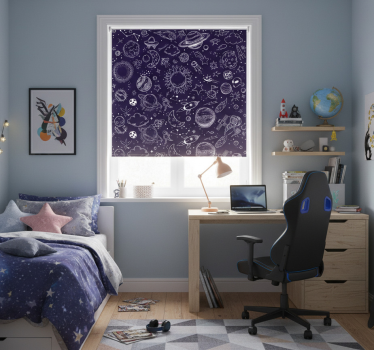 Rolgordijn tienerkamer planet doodle - TenStickers