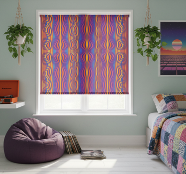 Rolgordijn tienerkamer psychedelische golflijnen - TenStickers