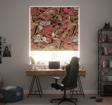 Rolgordijn tienerkamer rood graffiti werk - TenStickers