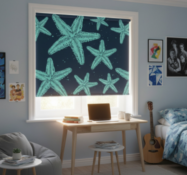 Rolgordijn tienerkamer sterrenvis blauwtinten - TenStickers