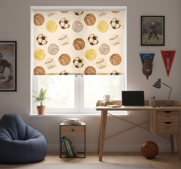 Rolgordijn tienerkamer vintage ballenpatroon - TenStickers