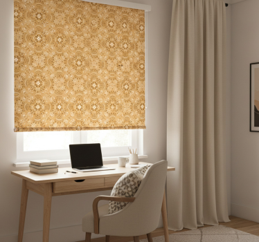 Rolgordijn tienerkamer vintage beige ornament patroon - TenStickers