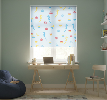 Rolgordijn tienerkamer zeepaard en koraal - TenStickers