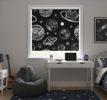 Rolgordijn tienerkamer zwart-wit ruimte - TenStickers