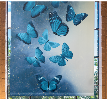 Rolgordijn vlinders blauwe vliegende motief - TenStickers