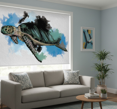 Rolgordijn woonkamer aquarel schildpad - TenStickers