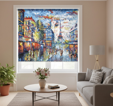 Rolgordijn woonkamer arte parijs bohemien aquarel - TenStickers