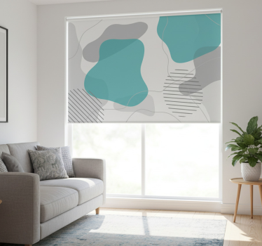 Rolgordijn woonkamer blauwe en groene wanddecoratie - TenStickers