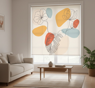 Rolgordijn woonkamer botanische wanddecoratie - TenStickers