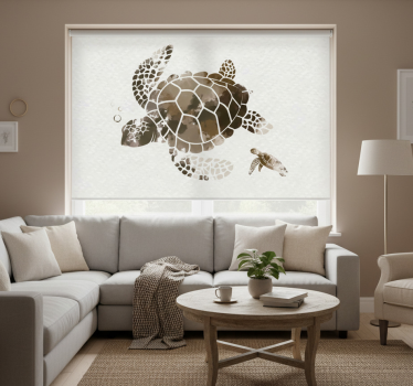 Rolgordijn woonkamer bruin aquarel schildpad - TenStickers