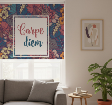 Rolgordijn woonkamer carpe diem kleurrijk vierkant patroon - TenStickers