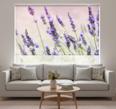Rolgordijn woonkamer een bos paarse bloemen - TenStickers