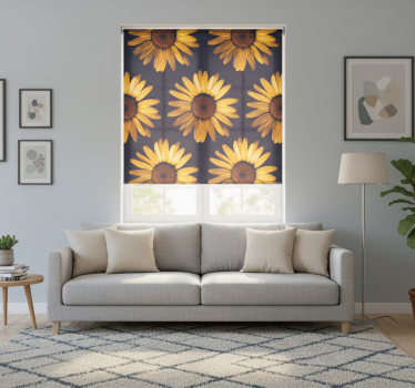 Rolgordijn woonkamer gele zonnebloem - TenStickers
