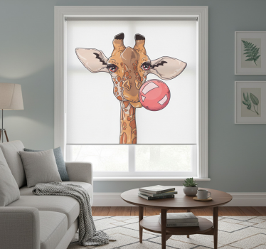 Rolgordijn woonkamer giraffe met kauwgom - TenStickers