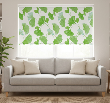 Rolgordijn woonkamer groene ginkgo bladeren - TenStickers