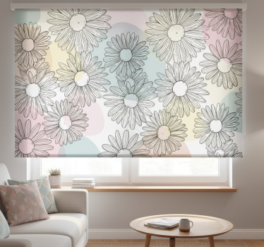 Rolgordijn woonkamer kawaii stijl vormen en bloemen - TenStickers