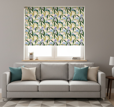 Rolgordijn woonkamer kleurrijk patroon abstracte bladeren - TenStickers