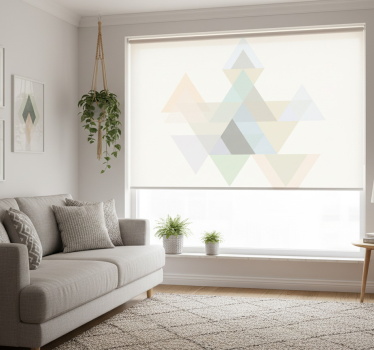 Rolgordijn woonkamer kleurrijke wandkunst driehoeken - TenStickers