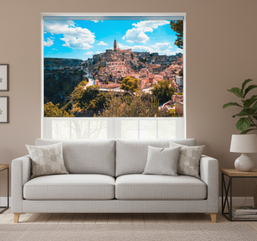 Rolgordijn woonkamer matera stadslandschap - TenStickers