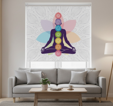 Rolgordijn woonkamer met de symbolen van de zeven chakra's - TenStickers