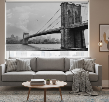 Rolgordijn woonkamer met nieuwyorkse brug - TenStickers