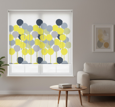 Rolgordijn woonkamer minimalistische gele en grijze cirkels - TenStickers