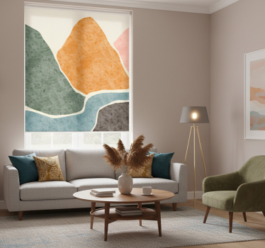 Rolgordijn woonkamer moderne abstracte schilderij - TenStickers