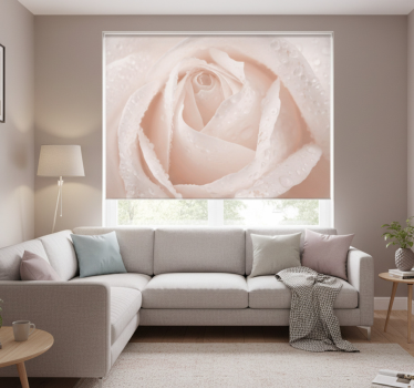 Rolgordijn woonkamer mooie witte roos - TenStickers