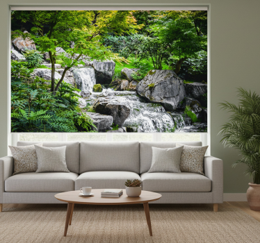 Rolgordijn woonkamer relaxende waterval - TenStickers