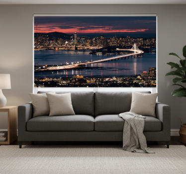 Rolgordijn woonkamer san francisco in de avond - TenStickers