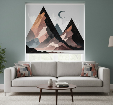 Rolgordijn woonkamer scandinavische geometrische bergen - TenStickers