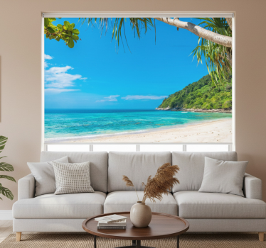 Rolgordijn woonkamer uitzicht op caribische zee - TenStickers