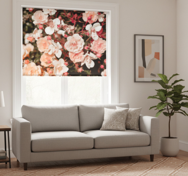 Rolgordijn woonkamer vol bloemen - TenStickers