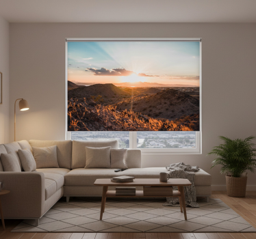 Rolgordijn woonkamer zonsondergang in de woestijn - TenStickers