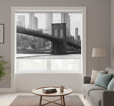 Rolgordijn woonkamer zwart-wit afbeelding brooklynbrug - TenStickers