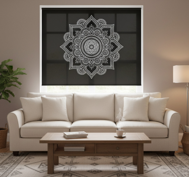 Rolgordijn woonkamer zwart-wit mandala - TenStickers
