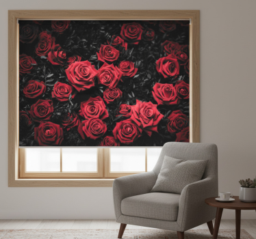 Rolgordijn woonkamer zwart-wit met rode rozen - TenStickers